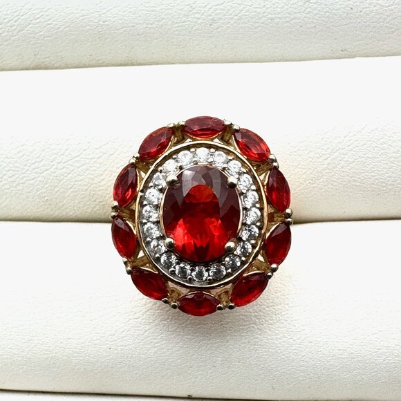 D Joy Garnet White Topaz Gold Over Sterling Silver Ring Size 7 - Picture 4 of 5